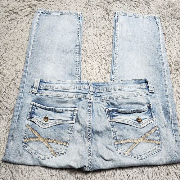 TK Axel Jeans Mens Size 36x30 Blue Denim Stretch Light Distress Relaxed Straight - Picture 4 of 13